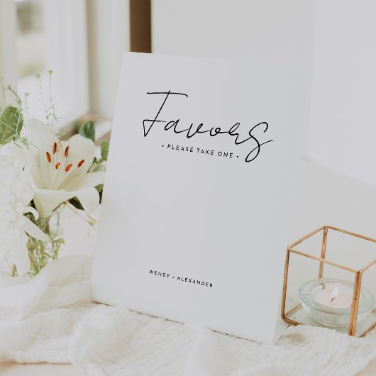 White Modern Script-Gastgeschenke Hochzeiten Sockelschild