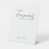 White Modern Script-Gastgeschenke Hochzeiten Sockelschild (Vorderseite)