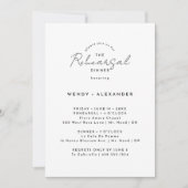 White Modern Script Hochzeit Probe Dinner Einladung (Vorderseite)