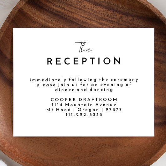 White Modern Script Hochzeitsempfang Begleitkarte