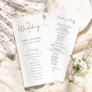 White Modern Script Hochzeitsprogramm Programm