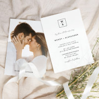 White Modern Script Monogram Wappen Hochzeit Foto