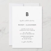 White Modern Script Monogram Wedding Foto Einladung (Vorderseite)