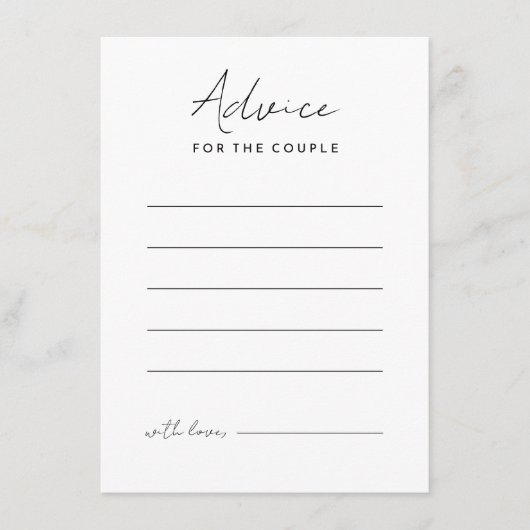 White Modern Script Wedding Advice Card Hinweiskarte (Vorderseite)
