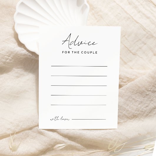 White Modern Script Wedding Advice Card Hinweiskarte