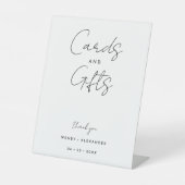 White Modern Script Wedding Cards and Gifts Sign Sockelschild (Vorderseite)