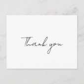 White Modern Script Wedding Danke Postcard Postkarte (Vorderseite)