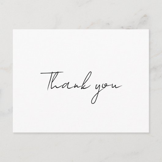 White Modern Script Wedding Danke Postcard Postkarte (Vorderseite)