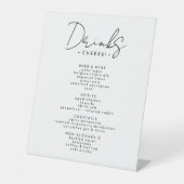 White Modern Script Wedding Drinks Menü Sockelschild (Vorderseite)