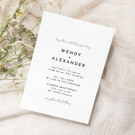 White Modern Script Wedding Einladung