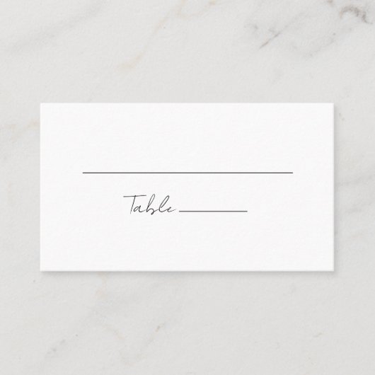 White Modern Script Wedding Flat Platzkarte (Vorderseite)