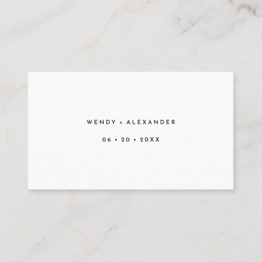 White Modern Script Wedding Menü Auswahl Flat Platzkarte (Rückseite)