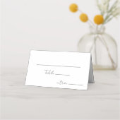 White Modern Script Wedding Menü Platzkarte (Vorderseite)