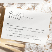 White Modern Script Wedding Response Card RSVP Karte