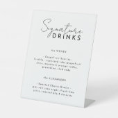 White Modern Script Wedding Signature Drinks Sockelschild (Vorderseite)