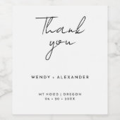 White Modern Script Wedding Vielen Dank Weinetikett (Einzelnes Label)
