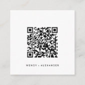 White Modern Script Wedding Website QR Code Begleitkarte (Rückseite)