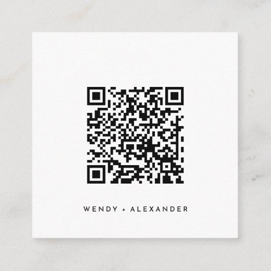 White Modern Script Wedding Website QR Code Begleitkarte (Rückseite)