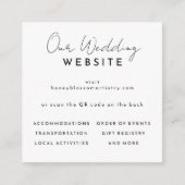White Modern Script Wedding Website QR Code Begleitkarte (Vorderseite)