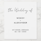 White Modern Script Wedding Weinetikett (Einzelnes Label)