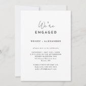 White Modern Script Wir sind Verlobte Engagement P Einladung (Vorderseite)
