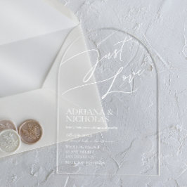 White Modern Simple Wedding Acryleinladungen