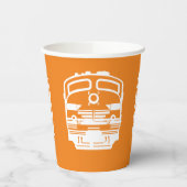 White Modern Train Motor auf Orange Background Pappbecher (Links)