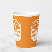 White Modern Train Motor auf Orange Background Pappbecher (Rechts)