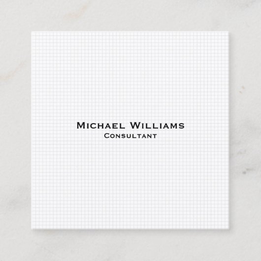 White Modern Trendy Karos Minimalistisch Beruflich Quadratische Visitenkarte (Vorderseite)