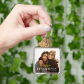 White Modern Typografy Bestfriends Foto Schlüsselanhänger (Hand)