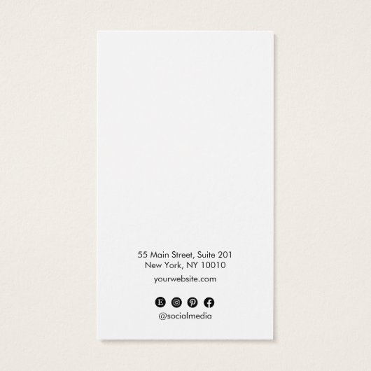 White Modern Typografy Earring Display Card (Rückseite)