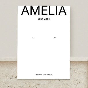 White Modern Typografy Earring Display Card