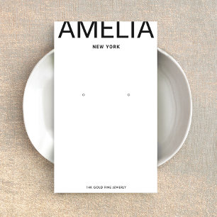 White Modern Typografy Earring Display Card