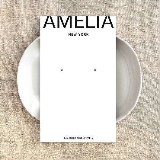 White Modern Typografy Earring Display Card