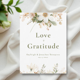 White Modern Watercolor Floral Wedding Dankeskarte