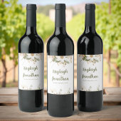 White Modern Watercolor Floral Wedding Weinetikett