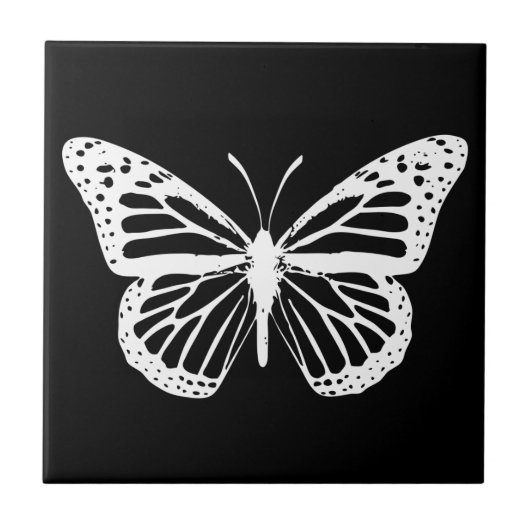 White Monarch Butterfly Silhouette auf Fliese (Vorderseite)