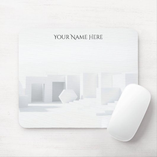 White Monochromatic Architectural Mousepad (Mit Mouse)
