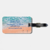 White Monogram, Beach Waves, Kontaktinformationen Gepäckanhänger (Rückseite horizontal)