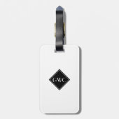 White Monogram Custom Gepäckanhänger (Rückseite vertikal)