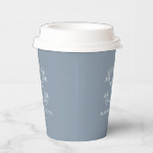 White Monogram Dusty Blue Wedding Paper Cups Pappbecher (Rechts)