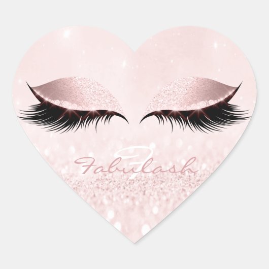 White Monogram Girly Glitzer Pink Lashes Herz Herz-Aufkleber (Vorderseite)