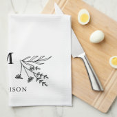 White Monogram Initial Modern Family Name Oma Geschirrtuch (Viertel Falte)