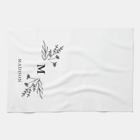 White Monogram Initial Modern Family Name Oma Geschirrtuch (Horizontal)