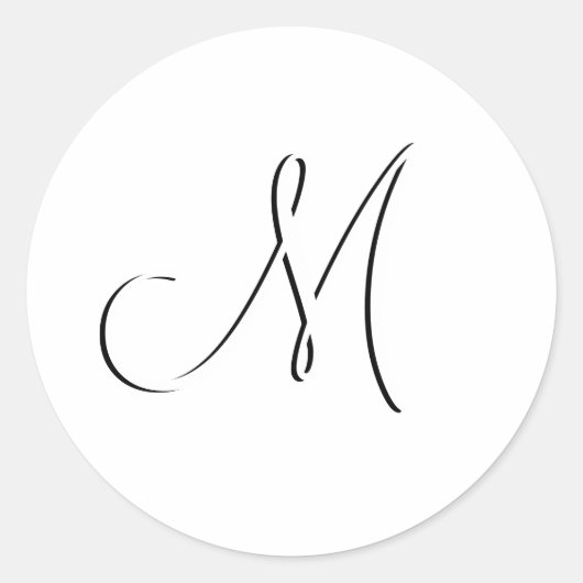 White Monogram M Wedding Invitation Siegel Runder Aufkleber (Vorderseite)