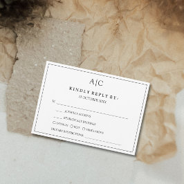 White Monogram Meal Choice Wedding RSVP Card