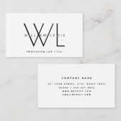 White Monogram Modern Minimalistisch Visitenkarte (Vorne/Hinten)