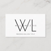 White Monogram Modern Minimalistisch Visitenkarte (Vorderseite)