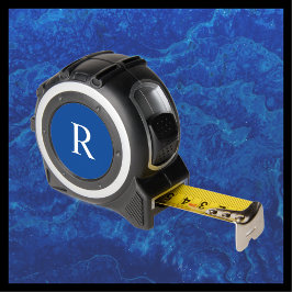 White Monogram on Blue Custom Handyman Gift Tool Maßband