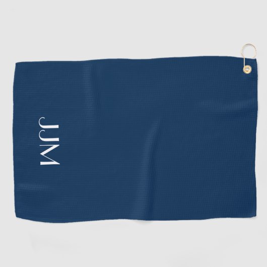 White Monogram on Navy Blue Golfhandtuch (Horizontal)